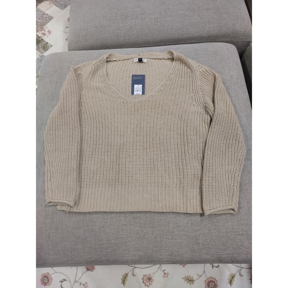 Universal Thread Womens Shaker Stitch V-Neck Sweater Oatmeal Beige Medium NEW - Picture 5 of 16
